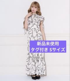 apres jour 袖リボンアソート柄フリルワンピースのサムネイル