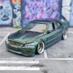 トミカ改造 トヨタ 80スープラ マジョーラ緑 エアロ☆深リム ☆ホットウィール ホットウィールカスタム アルテッツァ マジョーラ緑✩深リム☆トミカ
