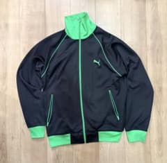 PUMA トラックジャケット ブラック×グリーンのサムネイル