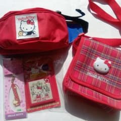 레트로 키티 Hello Kitty 체크 무늬 숄더백 가방