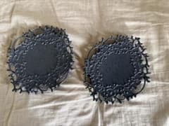 伊藤剛俊 陶芸家 作家器 黒の装飾皿 透かし皿2枚セット 入手困難 希少