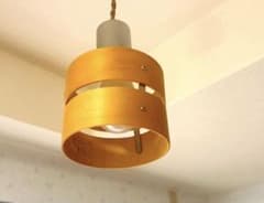 【美品・LED電球付】オーム電機 木製ペンダントライト カフェ風 E26のサムネイル