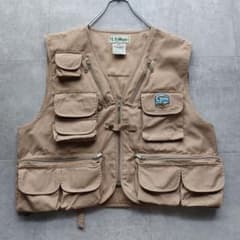 90s LLBEAN フィッシングベスト Mサイズ ベージュ 多ポケット 90s L.L.Bean フィッシングベスト Lサイズ ベージュ マルチポケット