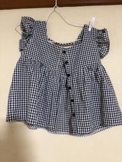 ギンガムチェック フリル袖 ブラウス S sizeのサムネイル