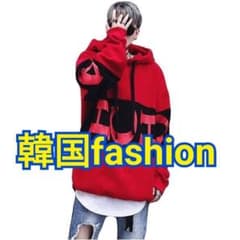 韓国ファッション　フードパーカー　バイカラー 　SNS　人気商品　送料無料　新品のサムネイル