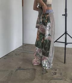 PLUM JUEMI リメイク パッチワーク パンツ スカーフ アロハシャツ PLUM JUEMI リメイク パッチワーク パンツ スカーフ アロハシャツ