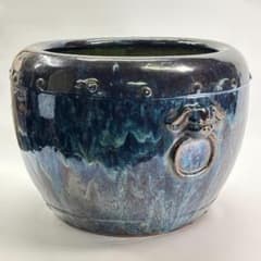 中国美術 海鼠釉 獅子耳 大鉢 壺 中国美術 海鼠釉 獅子耳 大鉢 壺 | Mercari