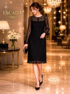 あ*マ様 【極美品】ESCADA ブラックドレス シースルー袖 ワンピース高級 あ*マ様 【極美品】ESCADA ブラックドレス シースルー袖 ワンピース