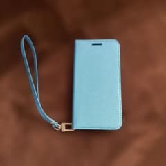 iPhone 12mini手帳型ケース ライトブルー ストラップ付のサムネイル