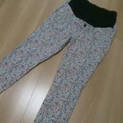 【美品】クロスプラス マタニティ アンクル丈パンツ ブルー Lサイズのサムネイル