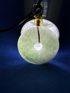 天然翡翠A貨 氷種平安扣ペンダント 飄翠入り 開運守護 5542-1/10 