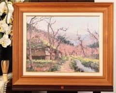 【真作】 佐藤あつ子 『 杏の里 』 油彩　F6号 一枚の絵取扱作品　BK608 真作】 佐藤あつ子 『 杏の里 』 油彩 F6号 一枚の絵取扱作品 BK608