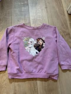 H&M 110 アナと雪の女王 トレーナー ピンク　裏起毛のサムネイル