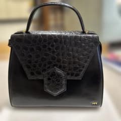 HANAE MORIハナエモリ クロコ型押し レザー ハンドバッグ 2wayのサムネイル