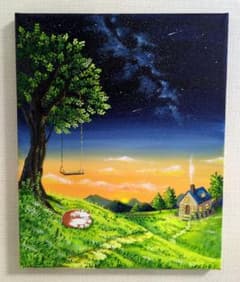 Twilight time』/アクリル画 原画 癒やしの風景画 猫 夜 F3 - メルカリ