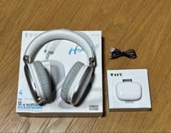 ワイヤレスヘッドホン＋ワイヤレスイヤホン セット まとめ売り ホワイトのサムネイル