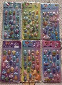 ケアベア　Care Bears ポップシール　6種コンプリートクリスタルシールのサムネイル
