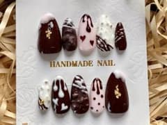 【現品のみ】立体チョコレートネイル ハンドメイドネイルチップ／バレンタインのサムネイル