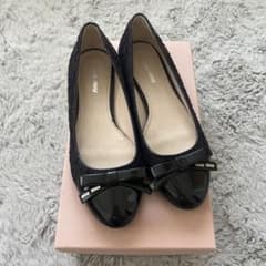 MIU MIU レース フラットパンプス リボン ブラック 37.5のサムネイル