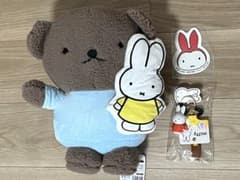 ボリスミッフィー抱っこぬいぐるみ　36cm タグ　水色　ストラップ　ステッカー