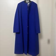 ユナイテッドアローズ ロイヤルブルー　ノーカラーコート　カシミヤ 混　36 ユナイテッドアローズ ロイヤルブルー ノーカラーコート カシミヤ 混
