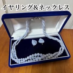 イヤリング　3連ネックレス　ブルーレースアゲート　瑪瑙　天然石　アンティーク