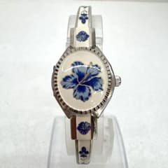 Andre Mouche アンドレムッシュ 青い花柄 時計 バングルウォッチ