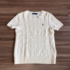 美品POLO RALPH LAUREN ケーブルニット 半袖 ホワイト - メルカリ