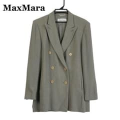 マックスマーラ 白タグ ダブルプレスジャケット ウール混 L相当 グレー