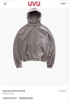 UVU RAGLAN ZIPPED HOODIE チャコールグレー XL