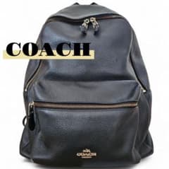 COACH☆コーチ リュック バックパック 黒 レザー ロゴ金具 Y-01 - メルカリ