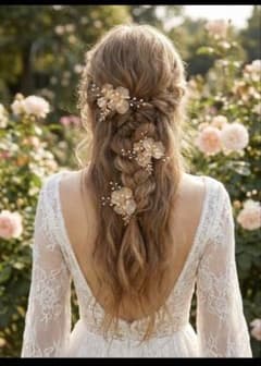ウェディング ヘッドドレス フラワー パール ヘアークリップ3個セットのサムネイル