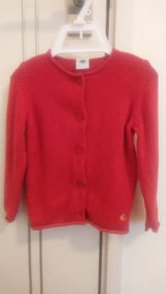 Petit Bateau 赤 カーディガン 5ボタンのサムネイル