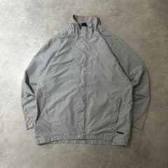 NIKE古着ナイロンジャケットフルジップ刺繍口ゴスウッシュグレーDB13
