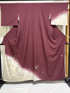 訪問着 暈し染め 蔦模様 袷 正絹、未使用しつけ糸付きNo625F - メルカリ