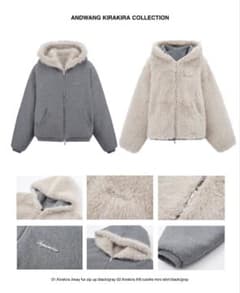 andwang♡ Kirakira 2way fur zip up andwang Kirakira 2way fur zip up gray - メルカリ