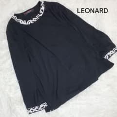 LEONARD - 極美品　LEONARD　Tシャツ　カンカン素材　大きいサイズXL　トリム　七分袖 美品】LEONARD ブラウス 黒 トリム カンカン素材 LLサイズ - メルカリ