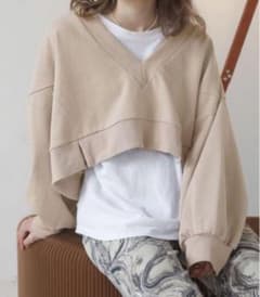 BAB 深Vショート丈スウェットトップスのサムネイル