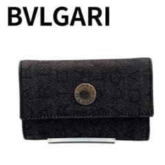 BVLGARI ブルガリ 6連キーケース 黒ロゴ柄 キャンバス - メルカリ