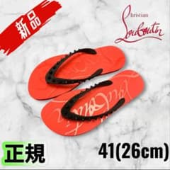 新品Christian Louboutin スパイクビーチサンダル 41レッド - メルカリ