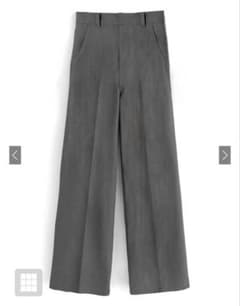 GRL センタープレス　ストレートパンツ　グレー ワイドパンツ ハイウエストのサムネイル