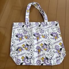 SNOOPY エコバッグ トートバッグ パープル 花柄のサムネイル