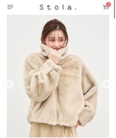 【最終価格】Stola. 衿つきフェイクファーコート ライトベージュ　38 最終価格】Stola. 衿つきフェイクファーコート ライトベージュ 38