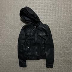 opium darkwear black leather zip jacket - メルカリ