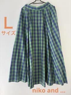 niko and……ドライタックフレアスカート グリーンギンガムチェックLサイズのサムネイル