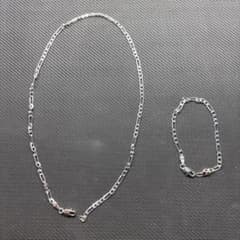 【925刻印】シルバーネックレス&ブレスレット セット 50cm、20cm 新品のサムネイル