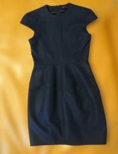 美品YOKO CHAN ネイビー ウールキャップスリーブワンピース サイズ36