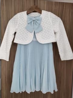 値下げ⭐︎any FAM☆水色リボン付きドレスと白ジャケット　クリーニング済み！ any Fam リボン付ドレス&ジャケット 120 - メルカリ