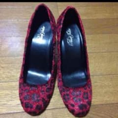 新品  レオパード柄 ハイヒールパンプス 赤のサムネイル