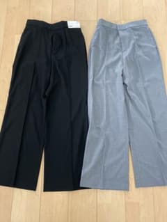 ハイウエストワイドパンツ ブラック グレーのサムネイル
